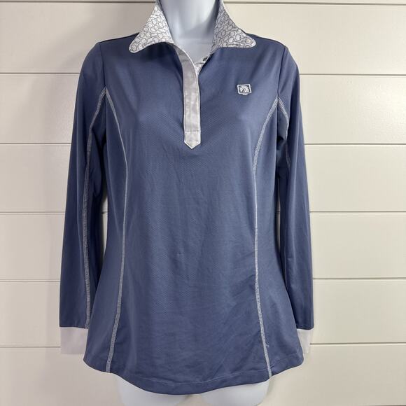 Romfh Tops - ROMFH Chill Factor Equestrian Riding Polo Shirt Long Sleeve Blue sz S